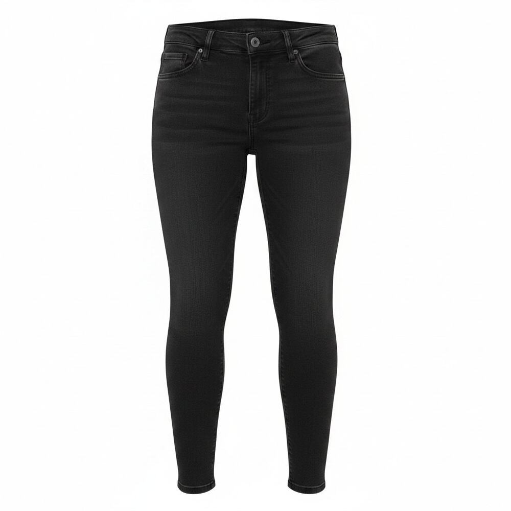 Mother LOOKER ANKLE FRAY Mid-Rise Skinny Leg Jeans  Black  Womens Size 28